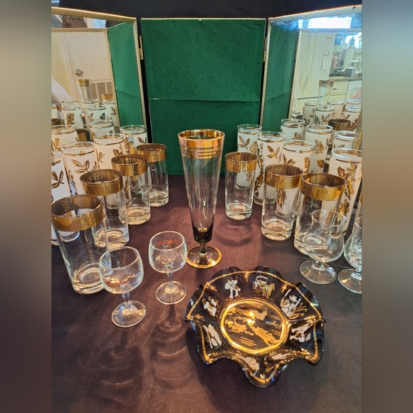 Vintage Libbey Golden Foliage Tom Collins signed Starlite glasses - Picture 9 of 13